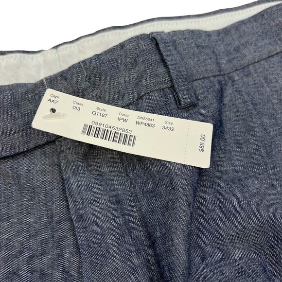 NWT J. Crew Men's Bowery Slim Fit Chambray Pants Chino Blue 34x32 - Picture 7 of 14